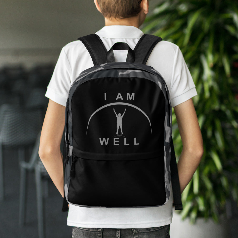 I AM WELL Backpack - Black and Grey Multi-Cam w/ Grey and Black Logos - Young Man