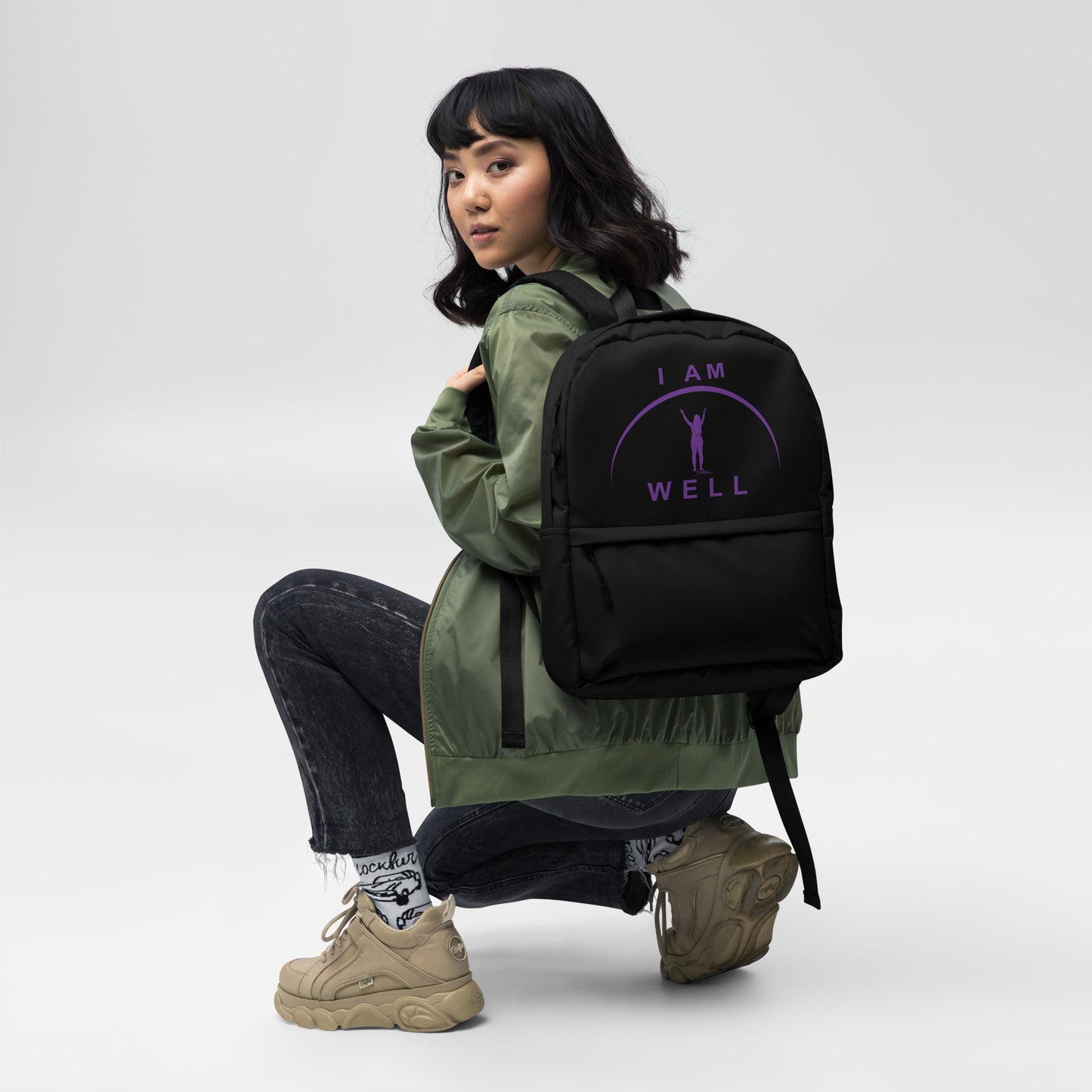 I AM WELL Women's Backpack - Black w/ Purple Logo