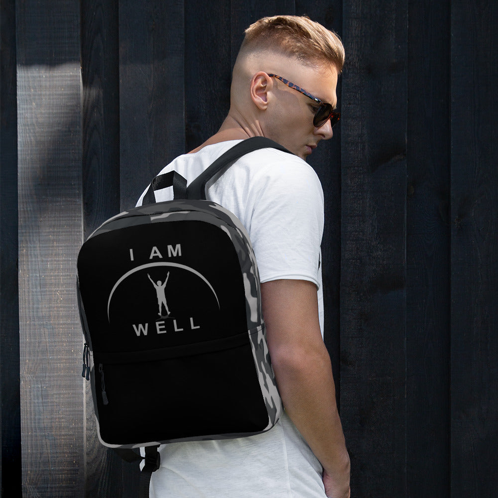 I AM WELL Backpack - Black and Grey Multi-Cam w/ Grey and Black Logos - Young Man