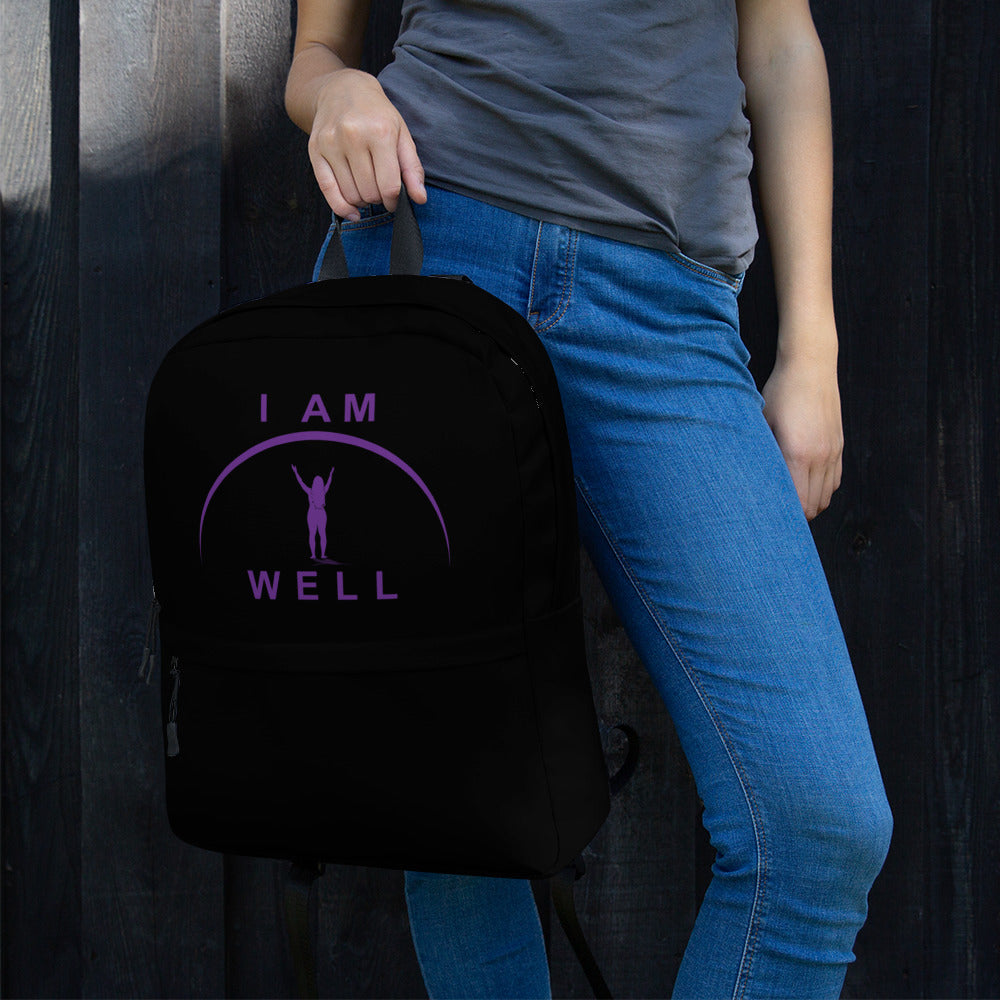 I AM WELL Women's Backpack - Black w/ Purple Logo