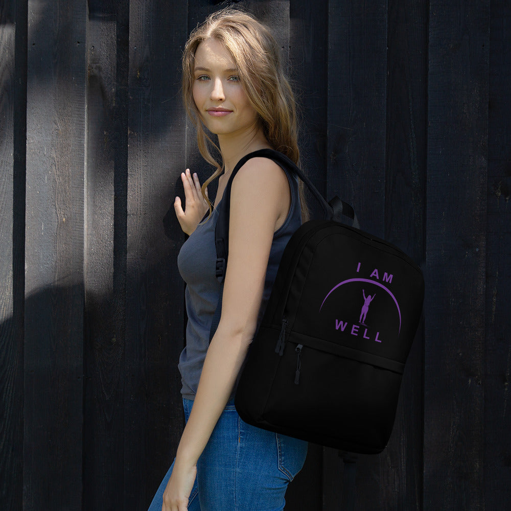 I AM WELL Women's Backpack - Black w/ Purple Logo