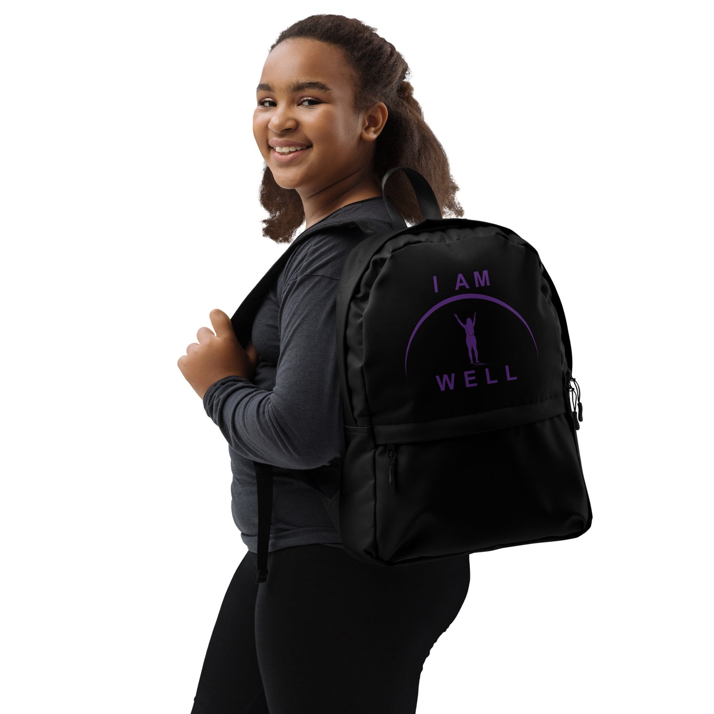 I AM WELL Women's Backpack - Black w/ Purple Logo
