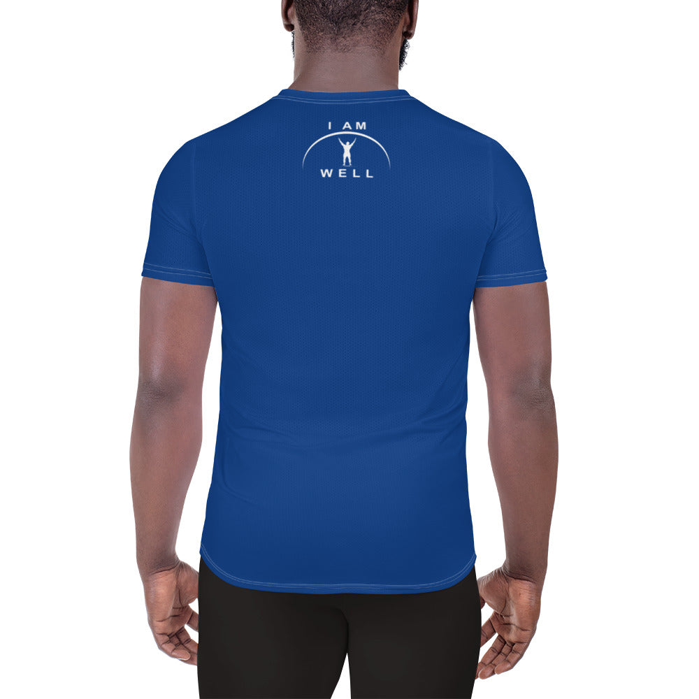 I AM WELL Men's Ultra-Lightweight Performance Athletic T-Shirt - Sheepdog Blue w/ White Logo