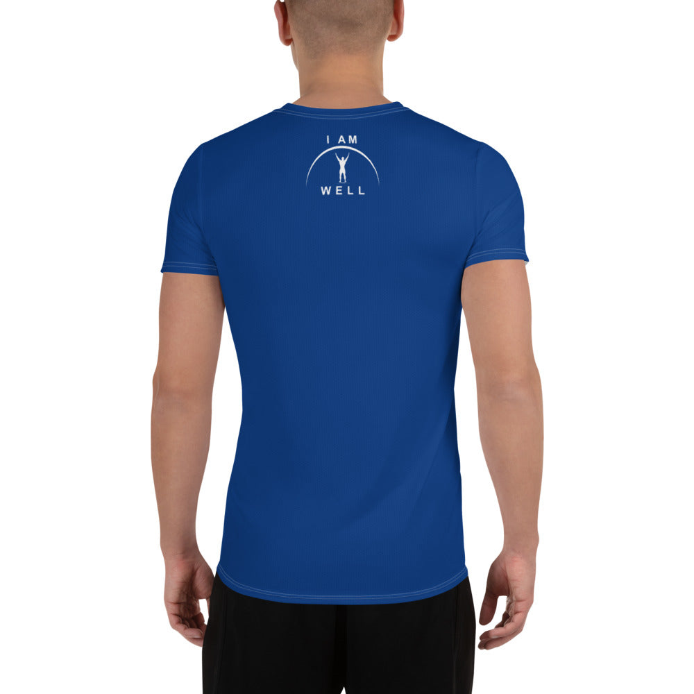 I AM WELL Men's Ultra-Lightweight Performance Athletic T-Shirt - Sheepdog Blue w/ White Logo