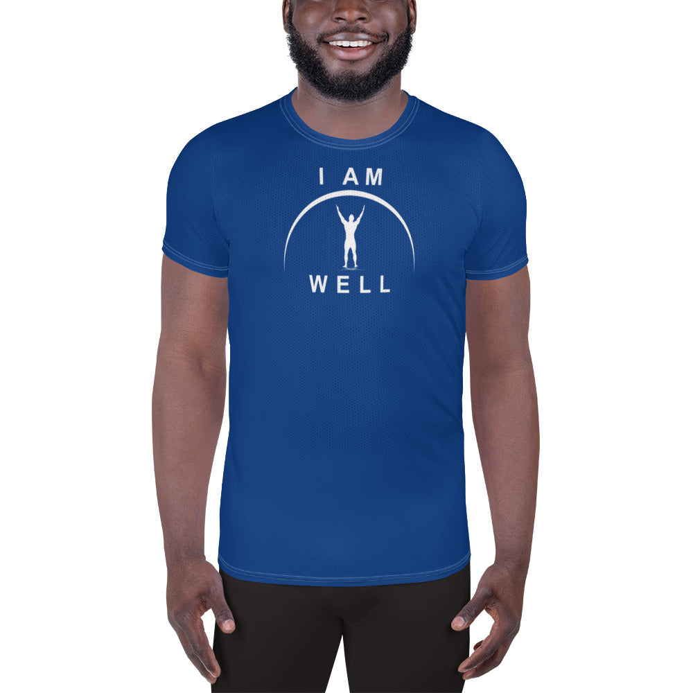 I AM WELL Men's Ultra-Lightweight Performance Athletic T-Shirt - Sheepdog Blue w/ White Logo