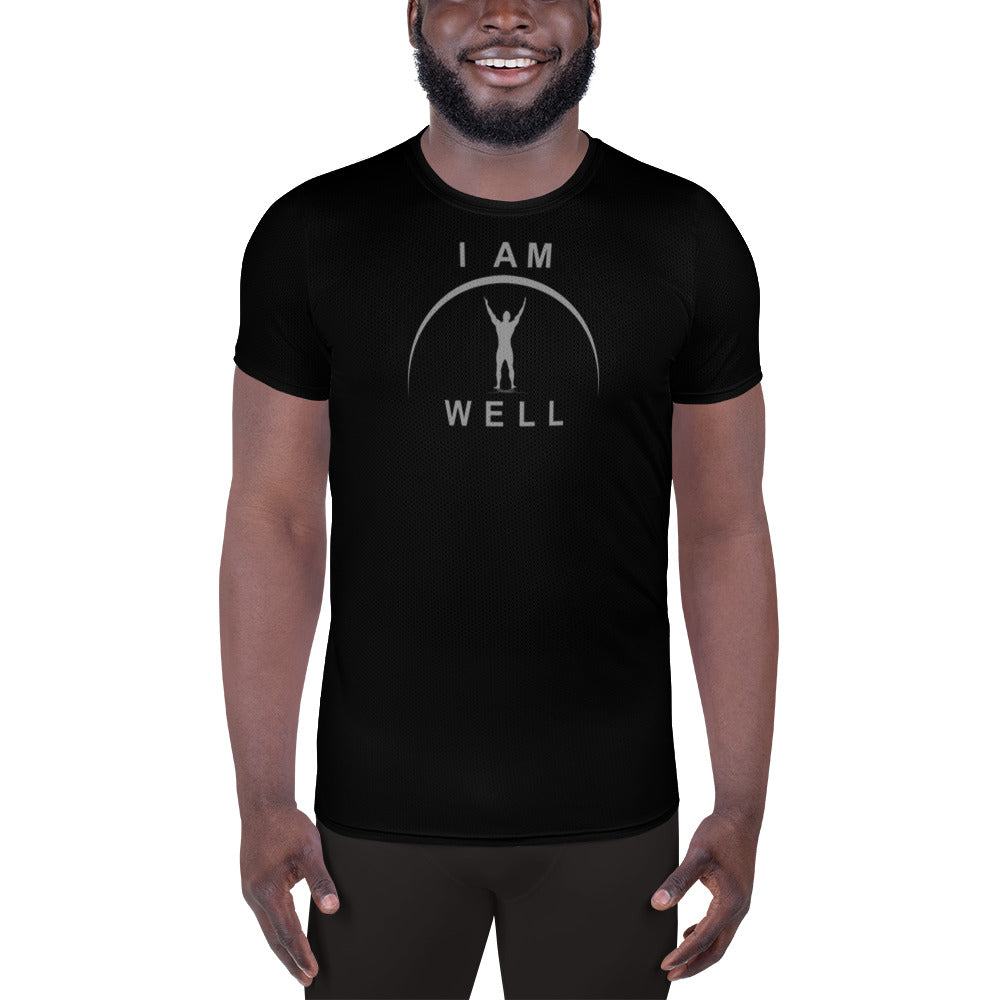I AM WELL Men's Ultra-Lightweight Performance Athletic T-Shirt - Black w/ Grey Logo