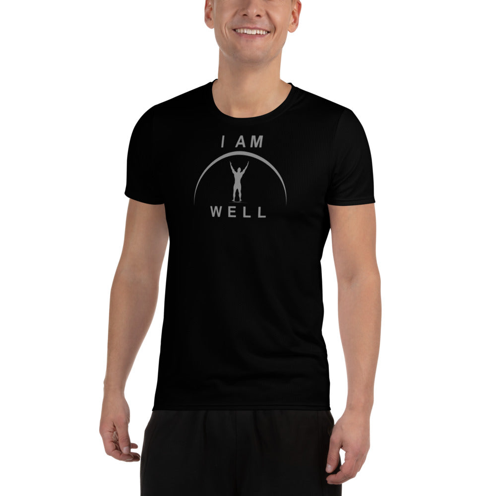 I AM WELL Men's Ultra-Lightweight Performance Athletic T-Shirt - Black w/ Grey Logo