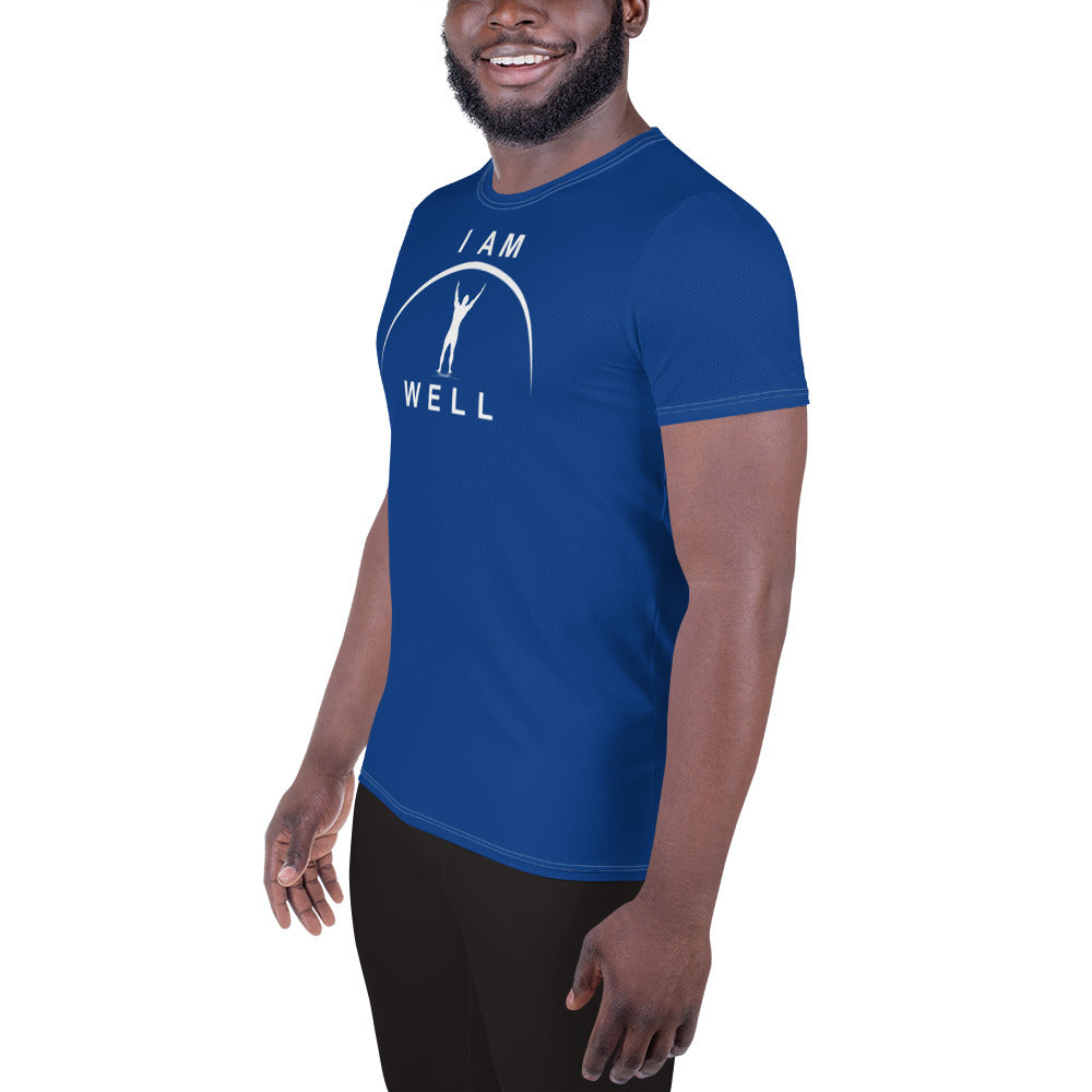I AM WELL Men's Ultra-Lightweight Performance Athletic T-Shirt - Sheepdog Blue w/ White Logo