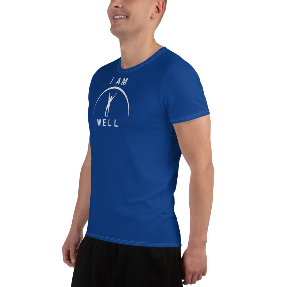 I AM WELL Men's Ultra-Lightweight Performance Athletic T-Shirt - Sheepdog Blue w/ White Logo