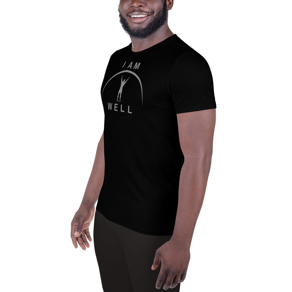 I AM WELL Men's Ultra-Lightweight Performance Athletic T-Shirt - Black w/ Grey Logo