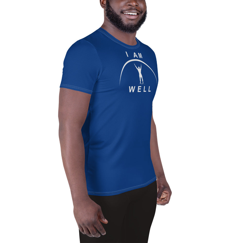I AM WELL Men's Ultra-Lightweight Performance Athletic T-Shirt - Sheepdog Blue w/ White Logo