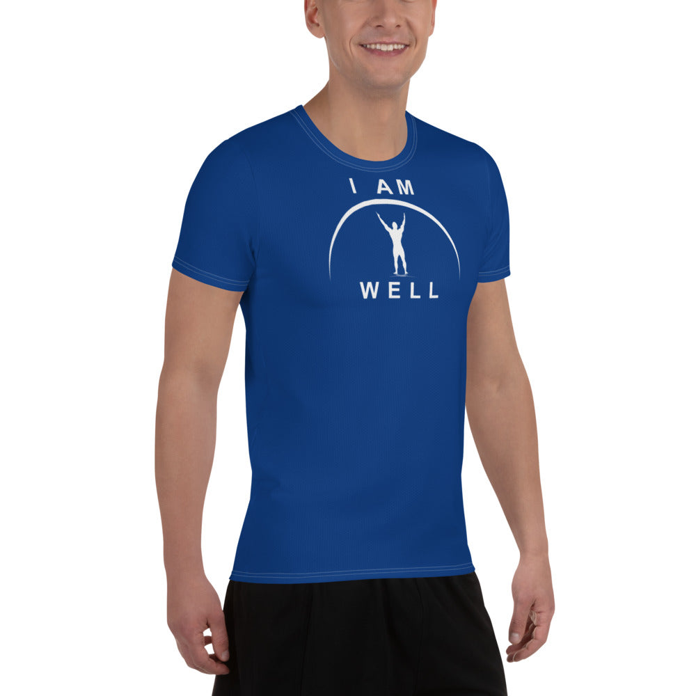 I AM WELL Men's Ultra-Lightweight Performance Athletic T-Shirt - Sheepdog Blue w/ White Logo