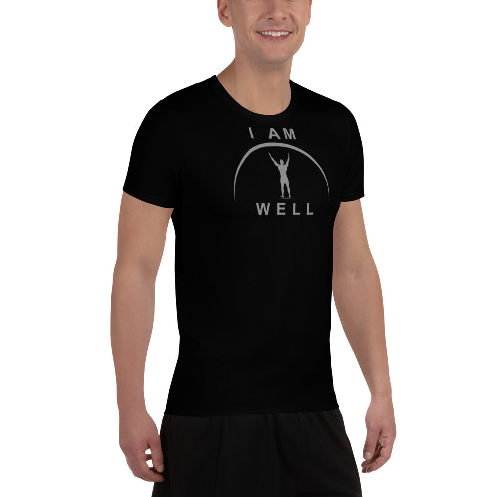 I AM WELL Men's Ultra-Lightweight Performance Athletic T-Shirt - Black w/ Grey Logo