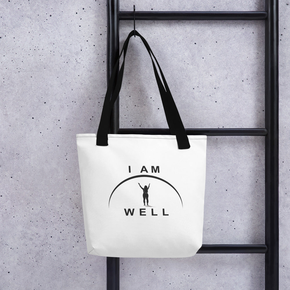 I AM WELL Women's Tote Bag White w/ Black Logo