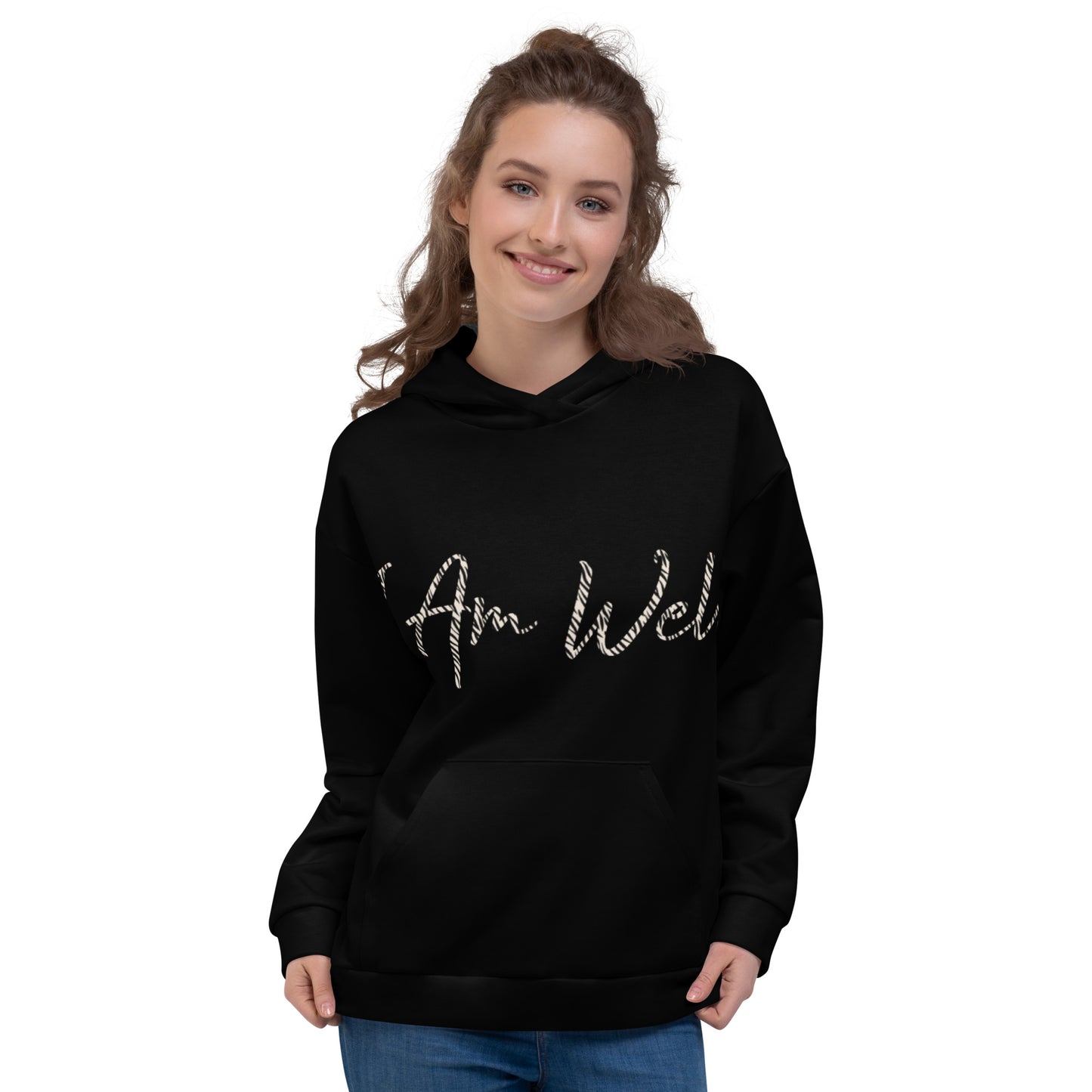 I AM WELL Women's Hoodie Black Zebra