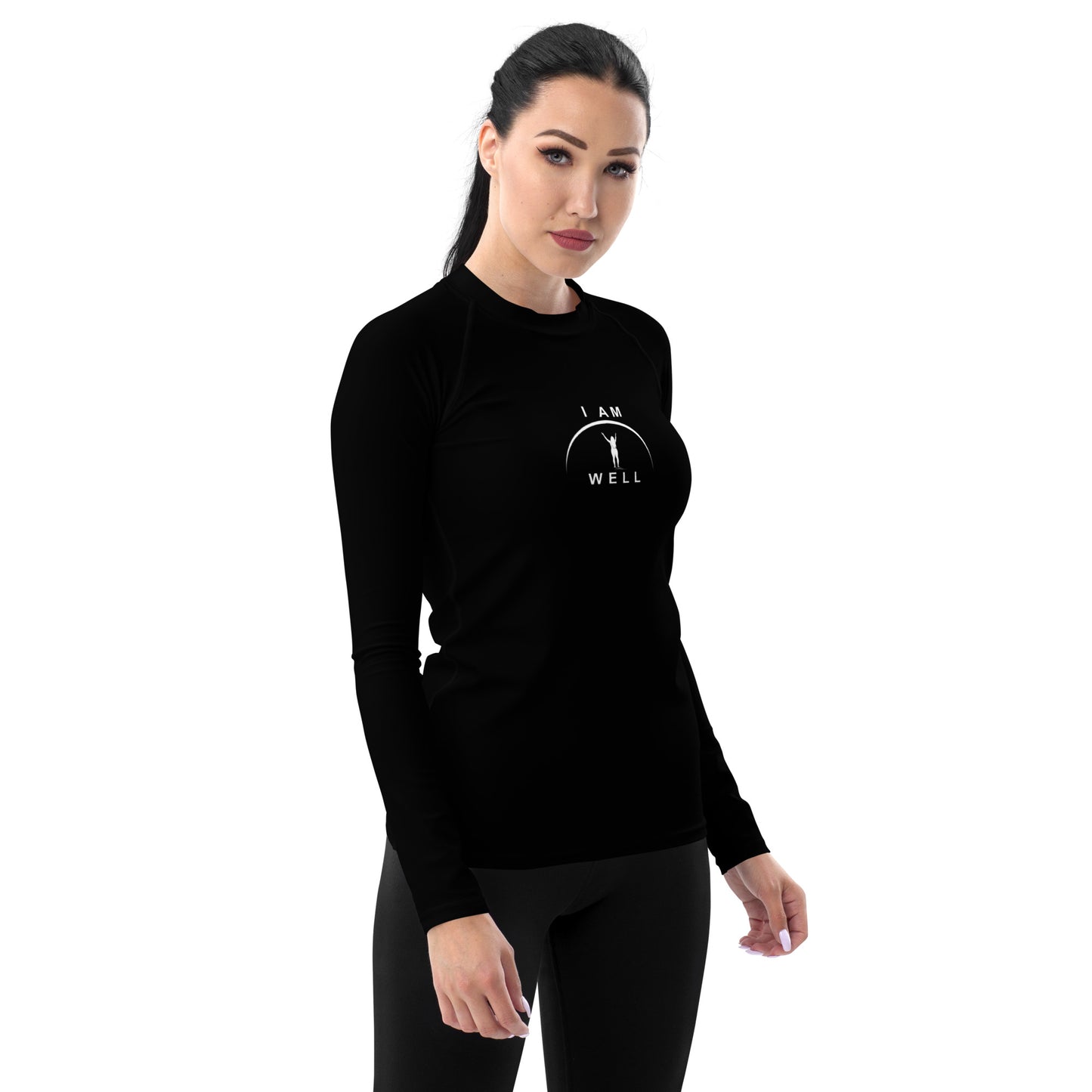 I AM WELL Women's Rash Guard Black w/ White Logo