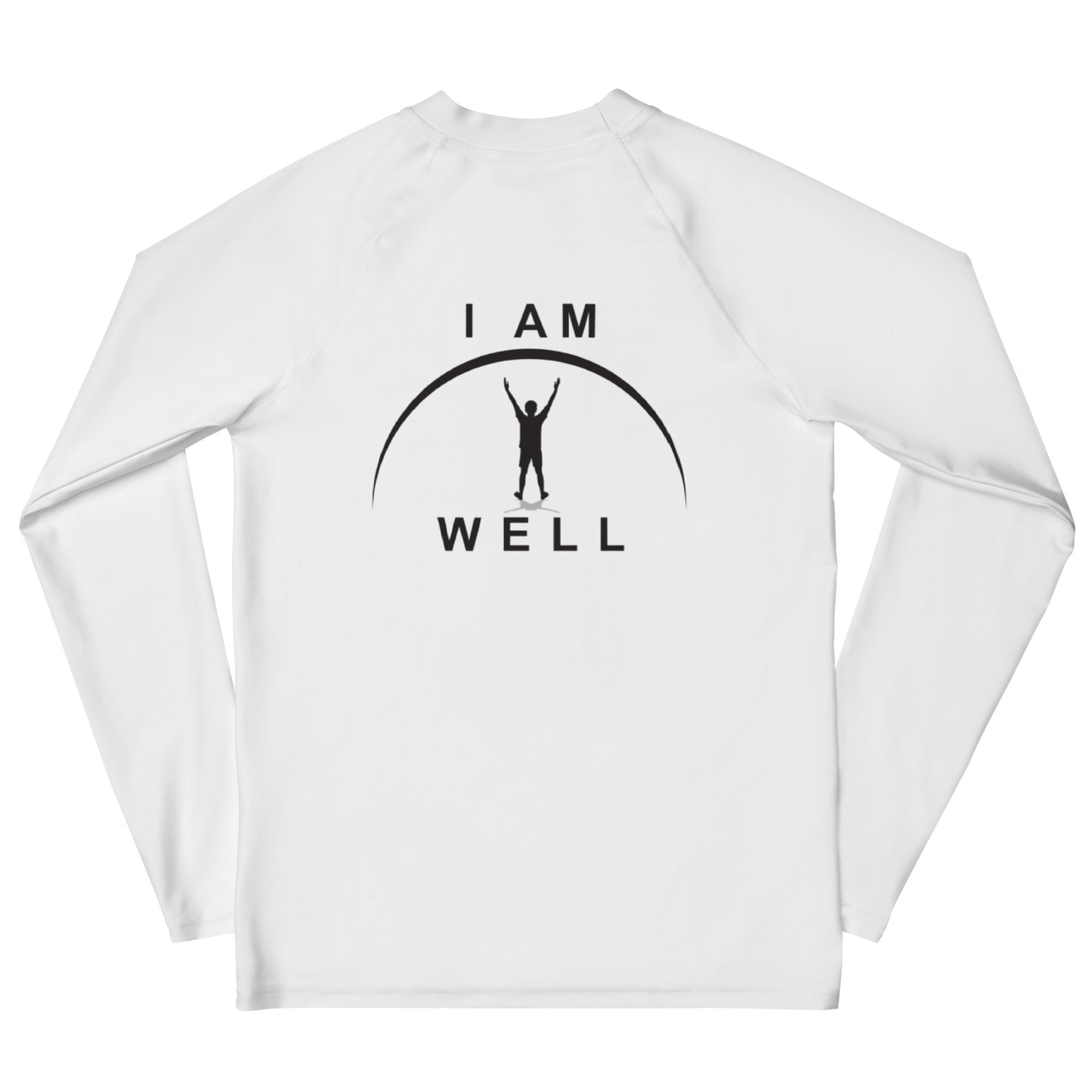 I AM WELL Young Men's Rash Guard White w/ Black Logo