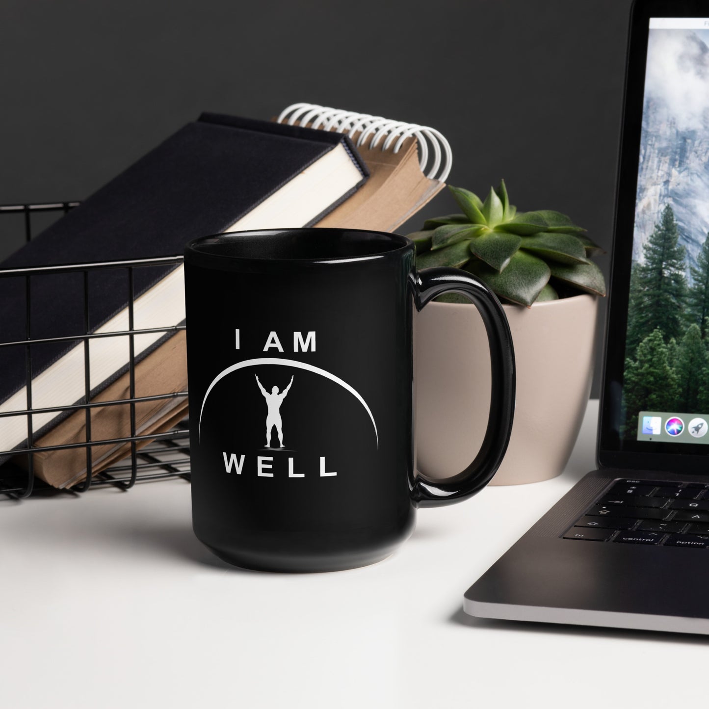 I AM WELL Men's Black Glossy Mug