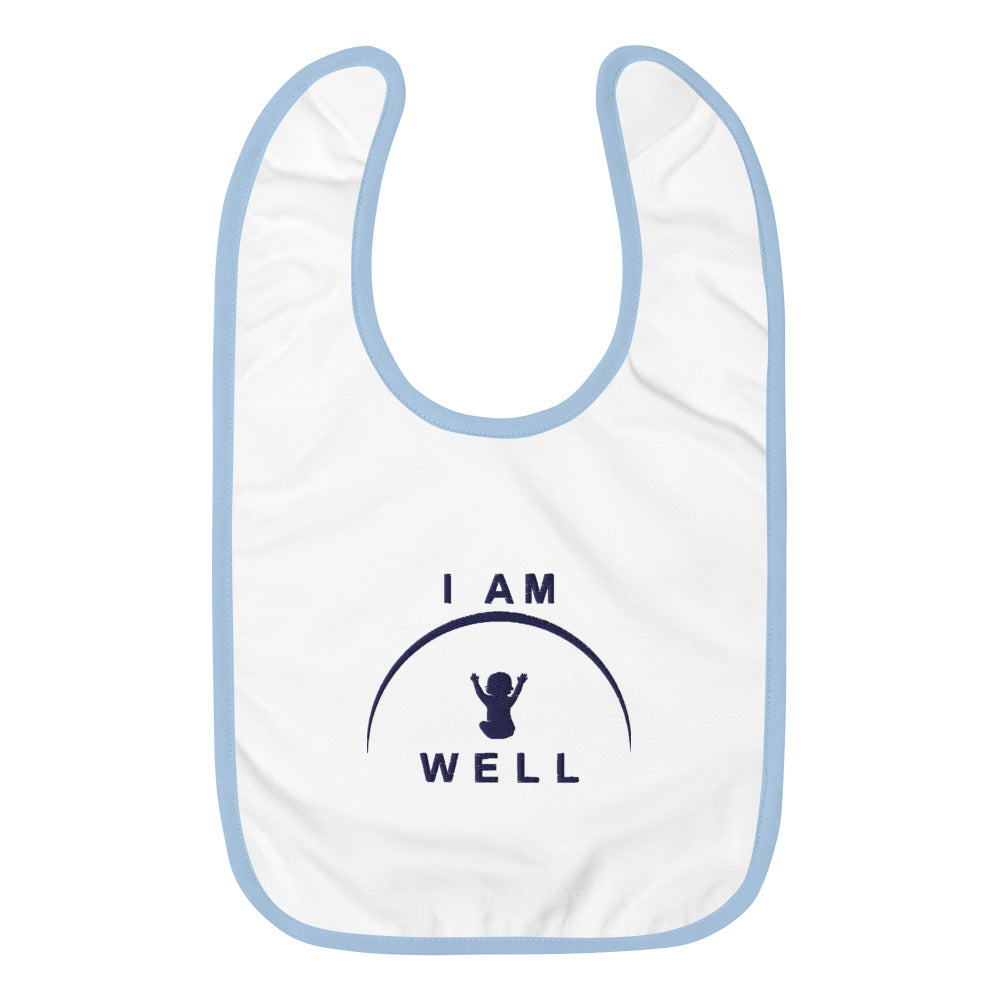 I AM WELL Embroidered Baby Bibs - Navy Blue (multiple color options)