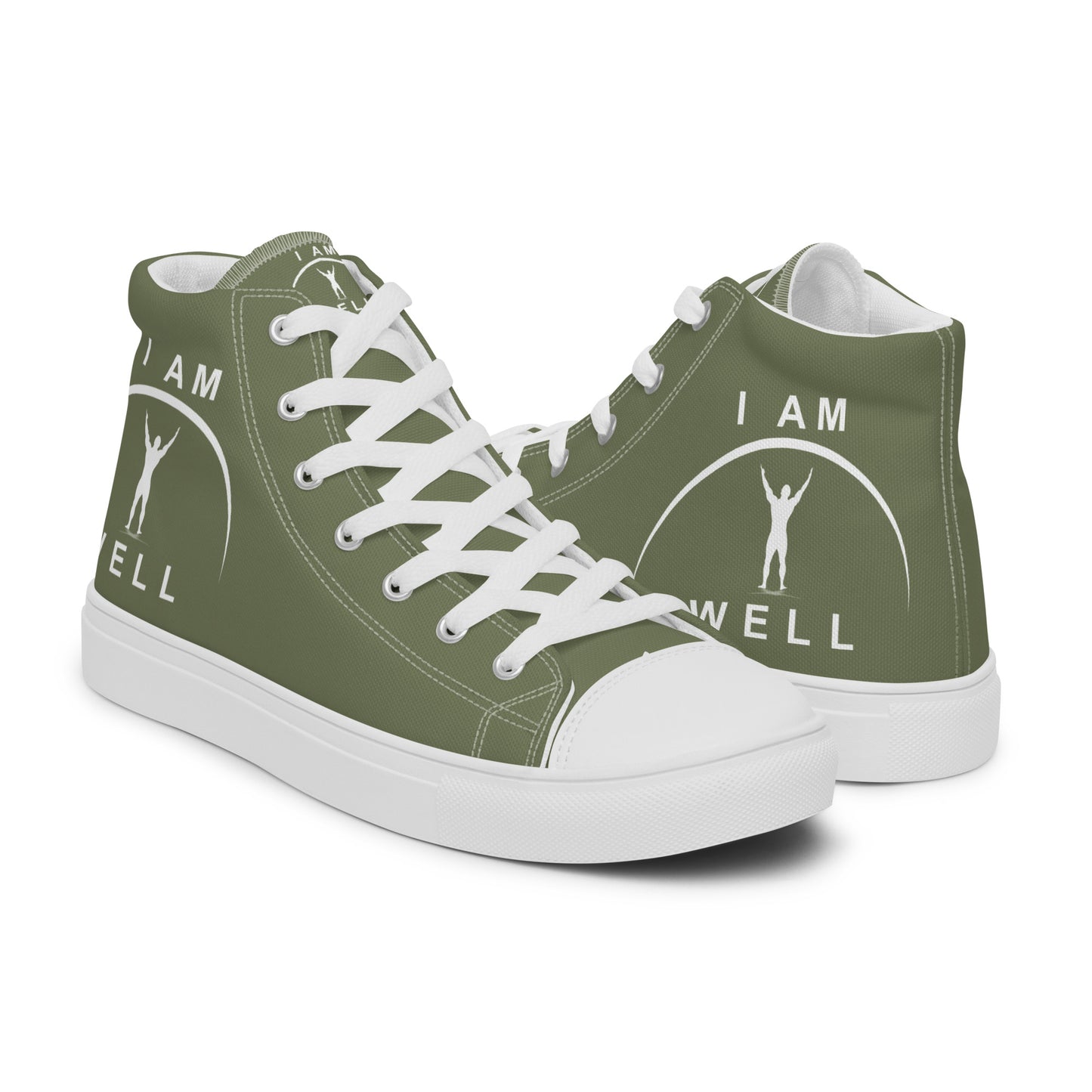 I AM WELL Men’s High Top Canvas Shoes - OD Green w/ White Logo
