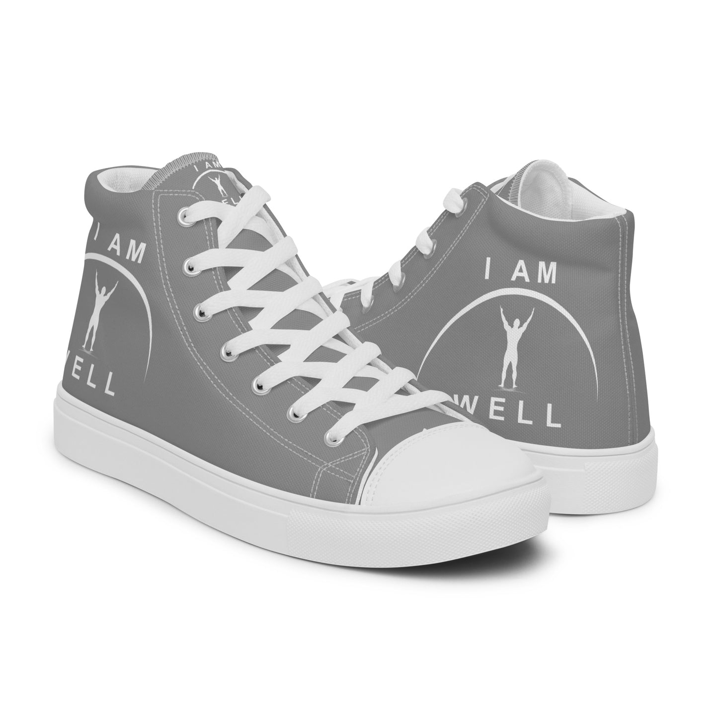 I AM WELL Men’s High Top Canvas Shoes - Light Grey w/ White Logo