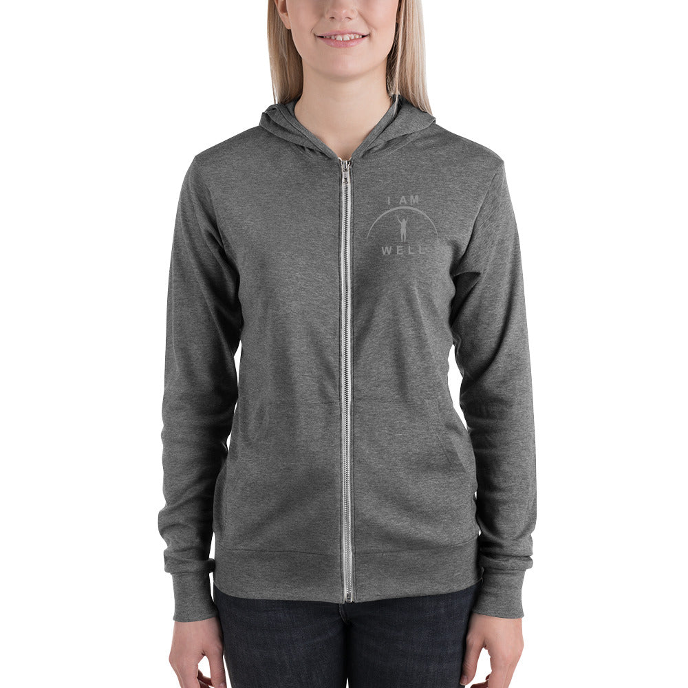 I AM WELL Women's Zip Hoodie w/ White Logo (multiple color options)