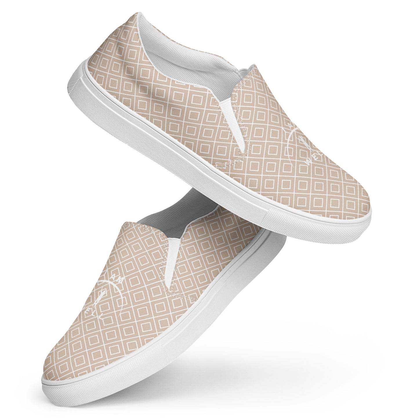 I AM WELL Women’s Slip-on Canvas Shoes Beige w/ White Logo