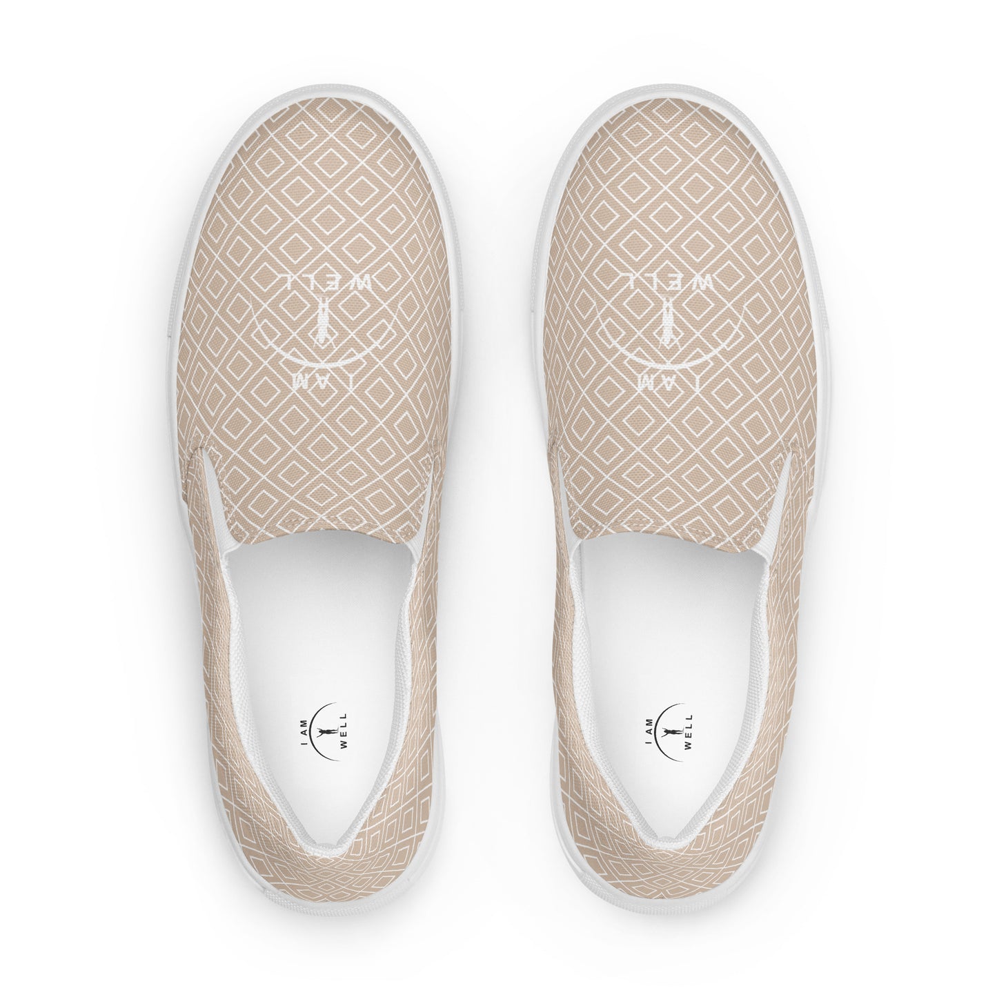 I AM WELL Women’s Slip-on Canvas Shoes Beige w/ White Logo