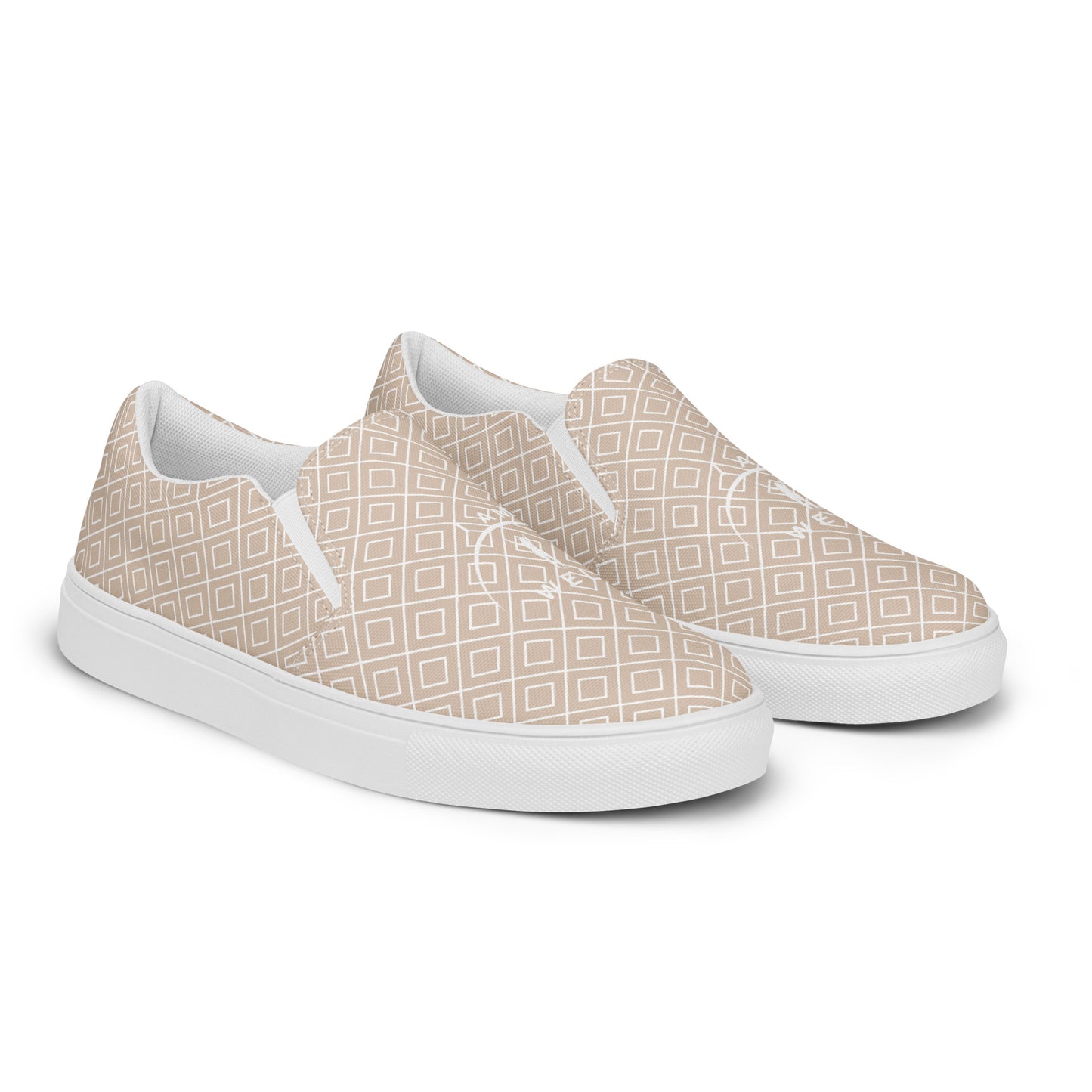 I AM WELL Women’s Slip-on Canvas Shoes Beige w/ White Logo