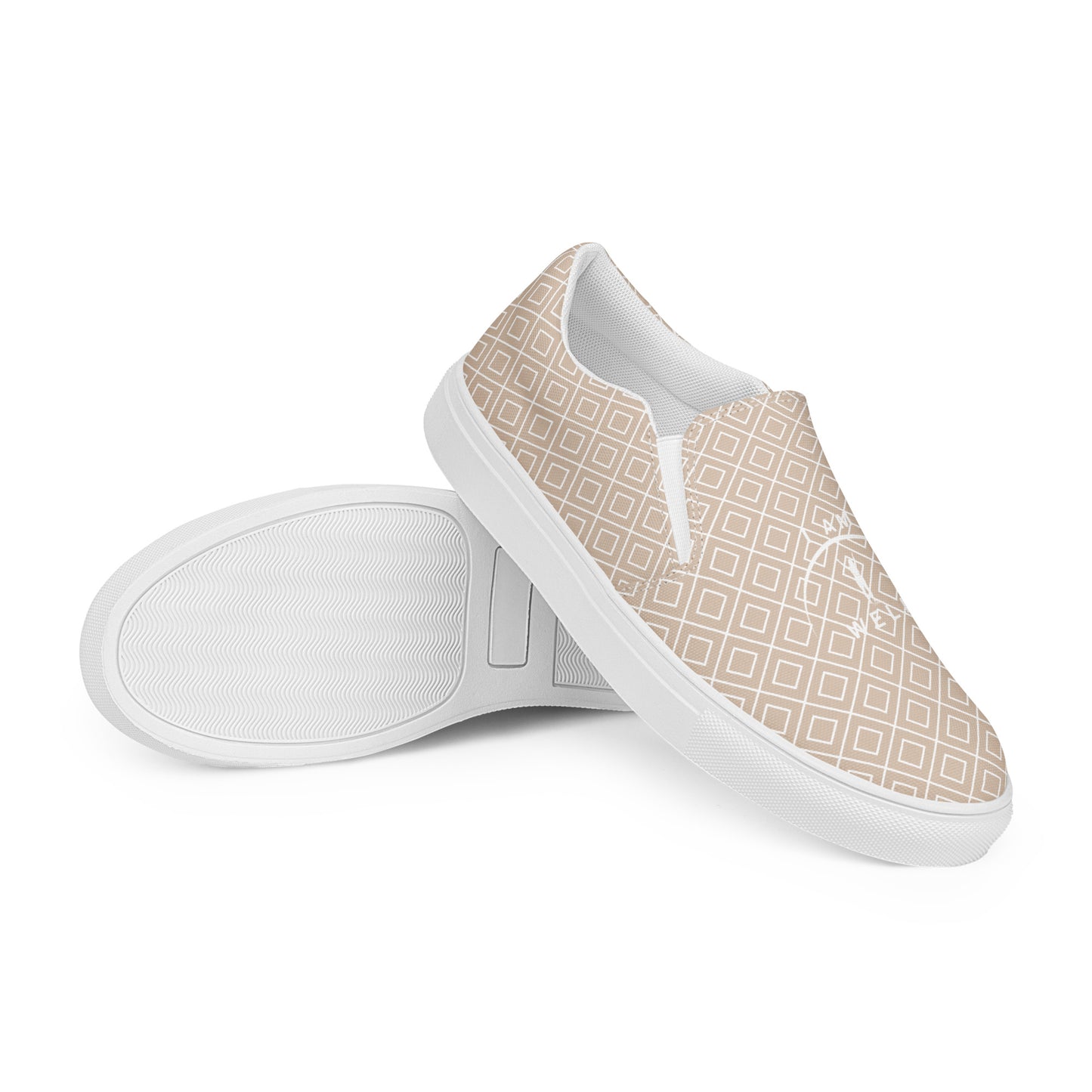 I AM WELL Women’s Slip-on Canvas Shoes Beige w/ White Logo
