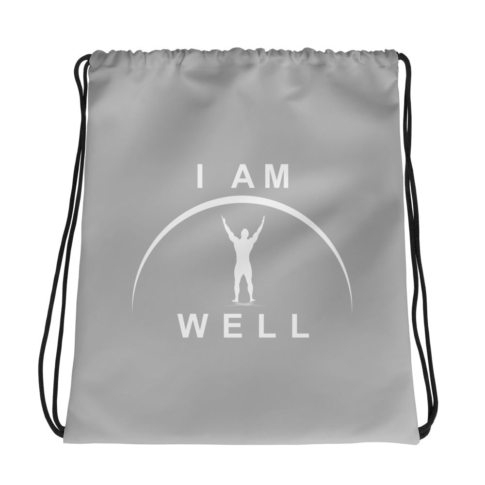 I AM WELL Men's Drawstring Bag - Silver w/ White Logo