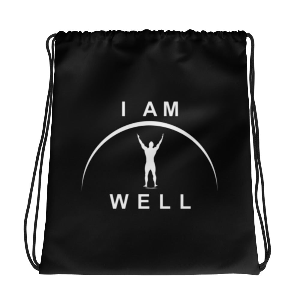 I AM WELL Men's Drawstring Bag - Black w/ White Logo