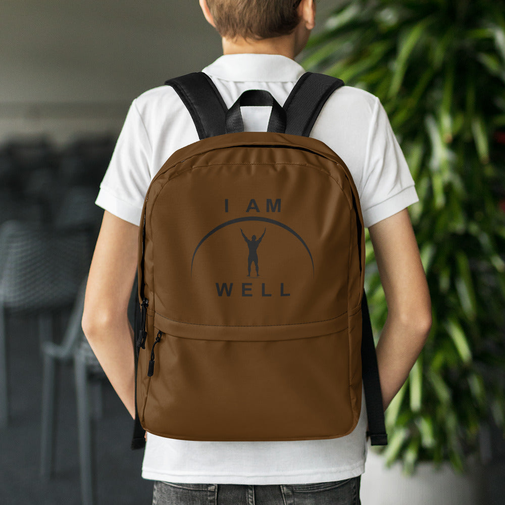 I AM WELL Men's Backpack - Brown w/ Black Logo