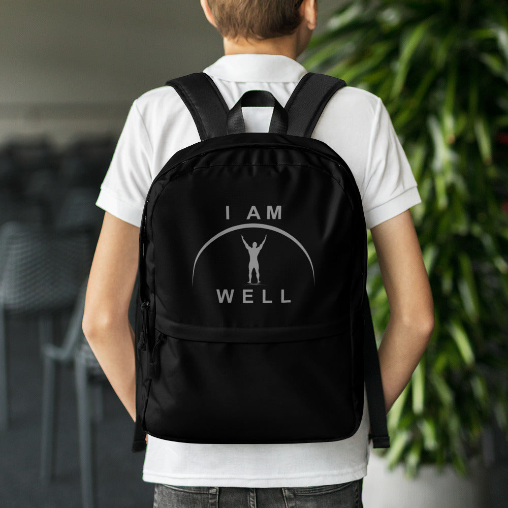 I AM WELL Men's Backpack - Black w/ Grey Logo