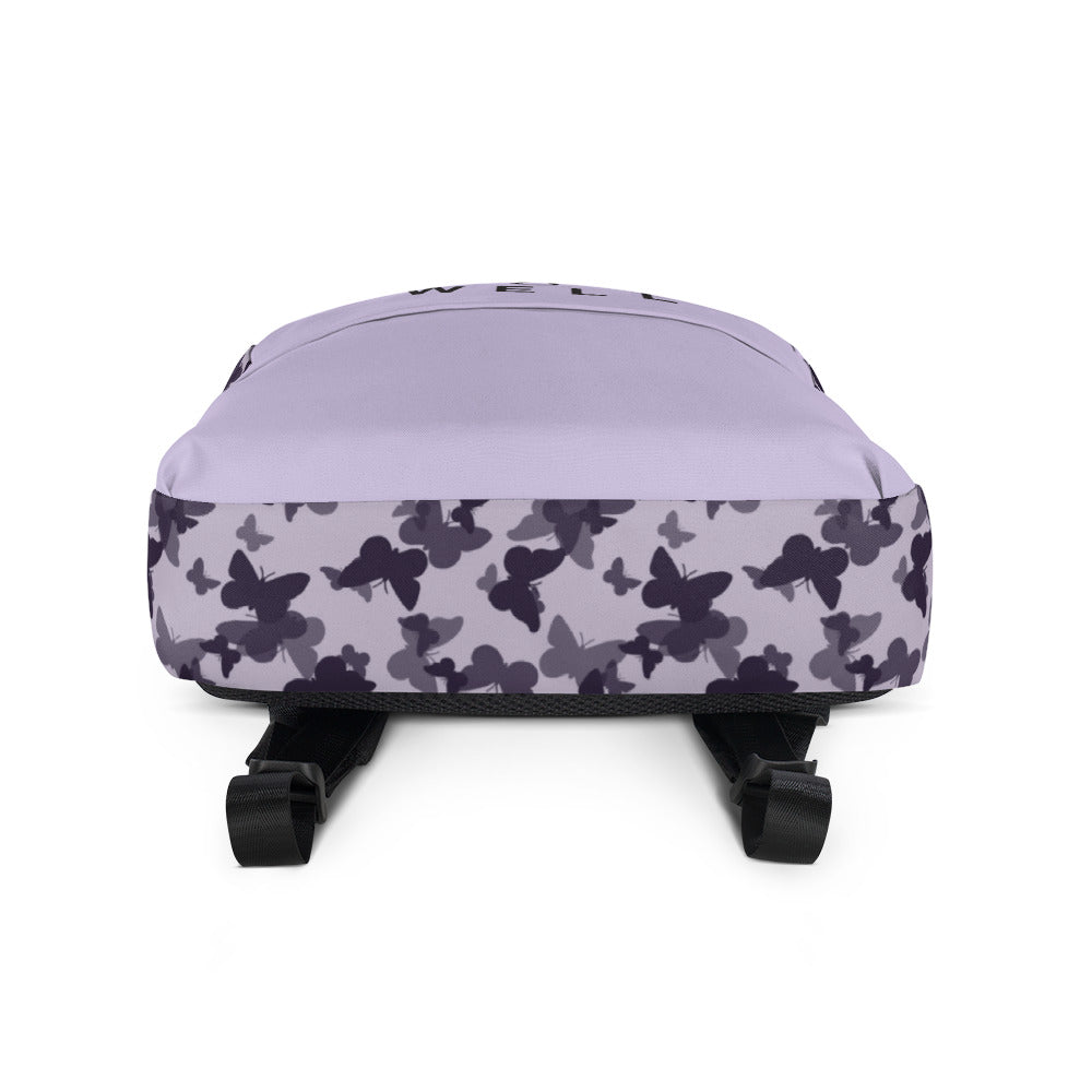 I AM WELL Backpack - Purple Butterflies w/ Black Logo - Young Lady