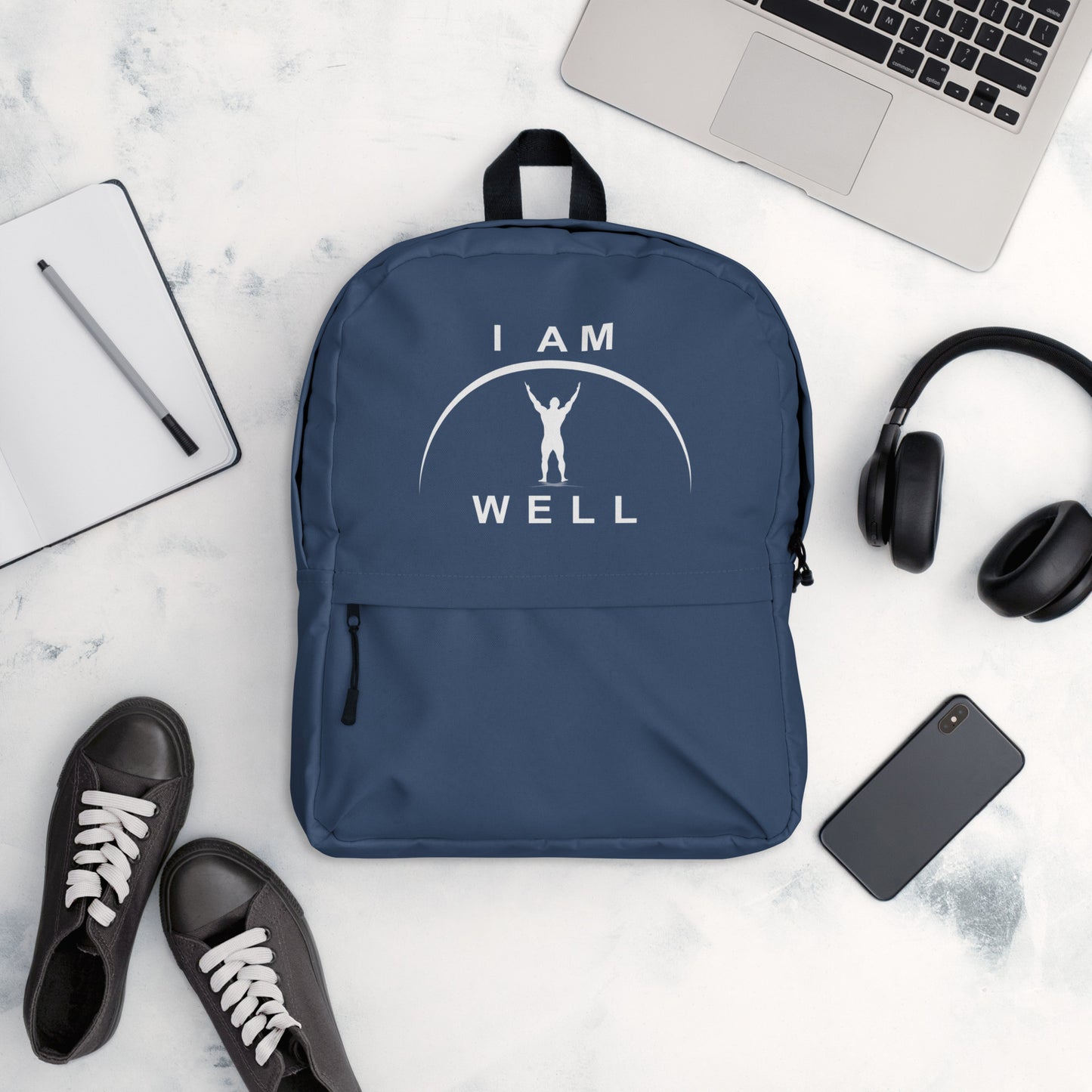 I AM WELL Men's Backpack - Blue w/ White Logo