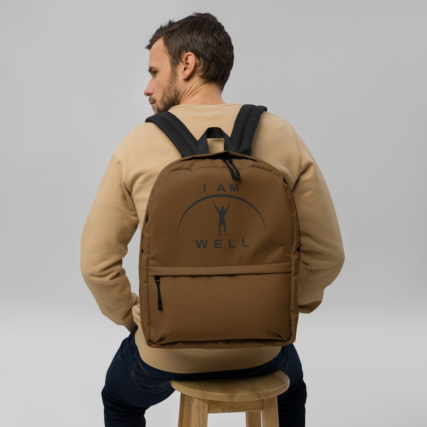 I AM WELL Men's Backpack - Brown w/ Black Logo