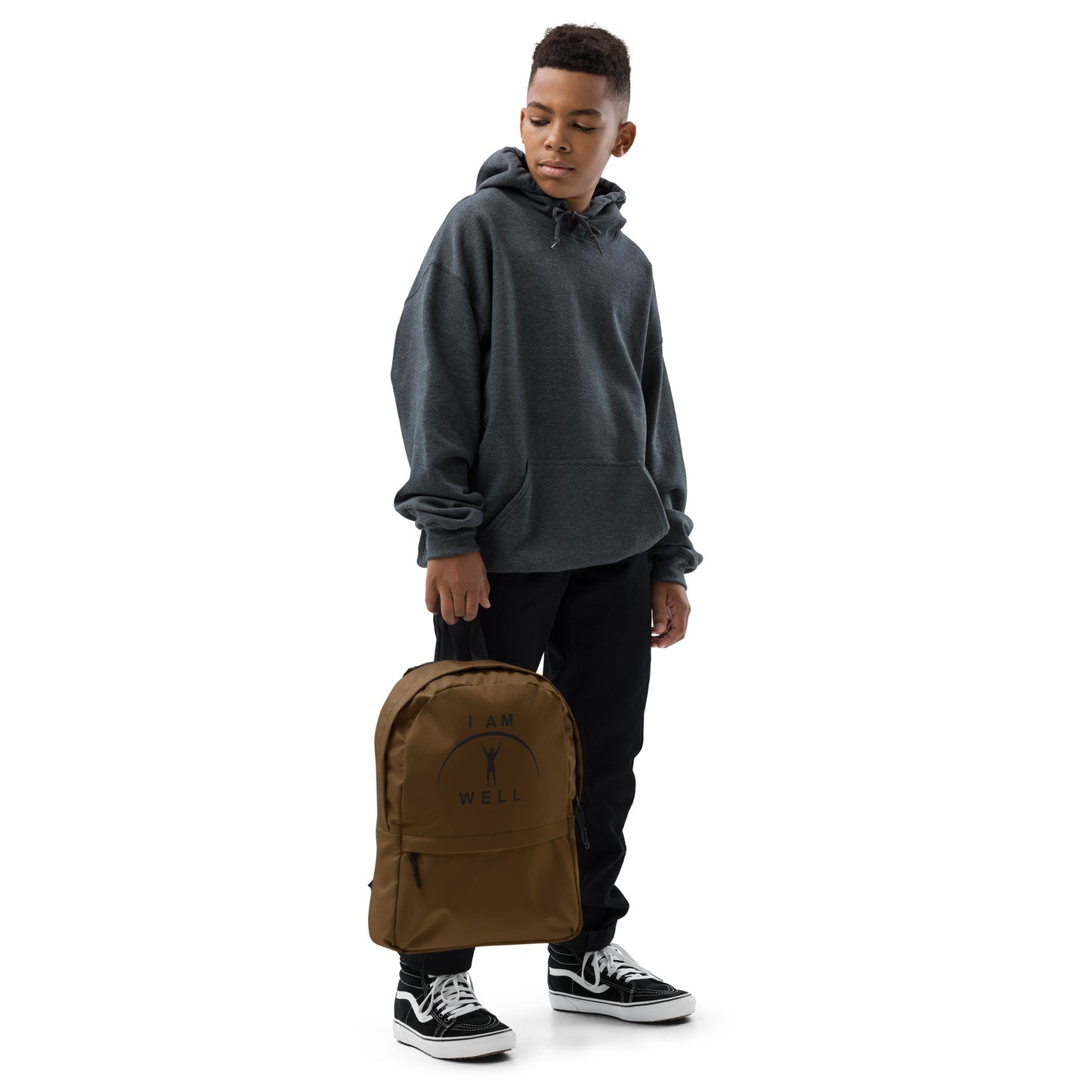 I AM WELL Men's Backpack - Brown w/ Black Logo