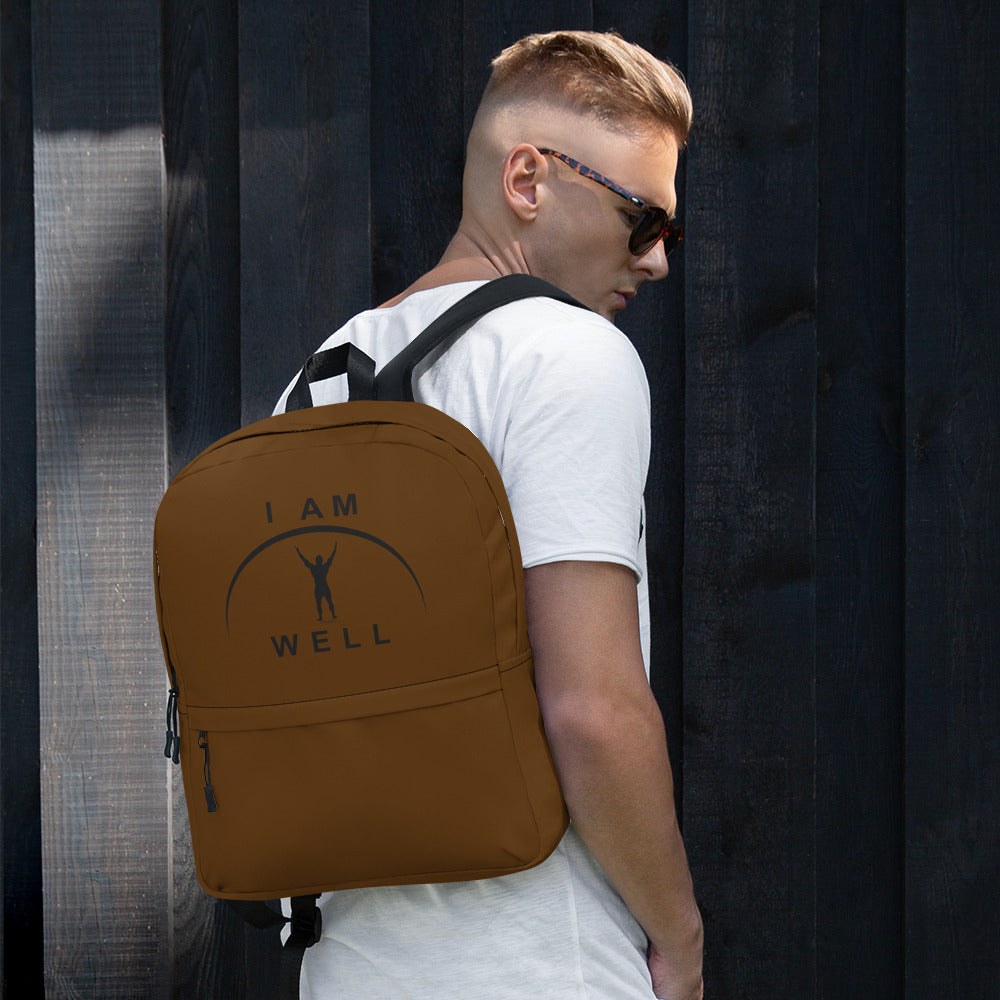 I AM WELL Men's Backpack - Brown w/ Black Logo