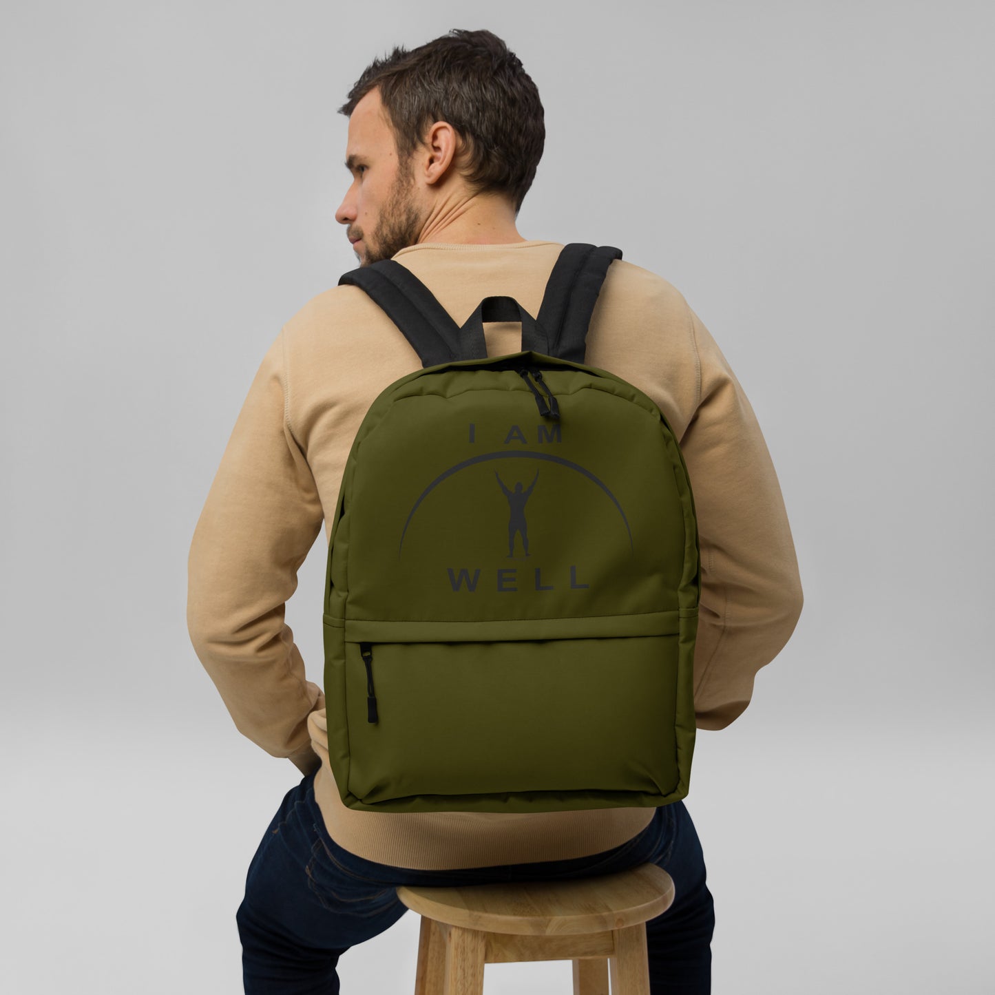 I AM WELL Men's Backpack - OD Green w/ Black Logo