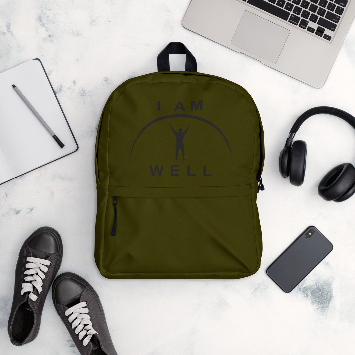 I AM WELL Men's Backpack - OD Green w/ Black Logo