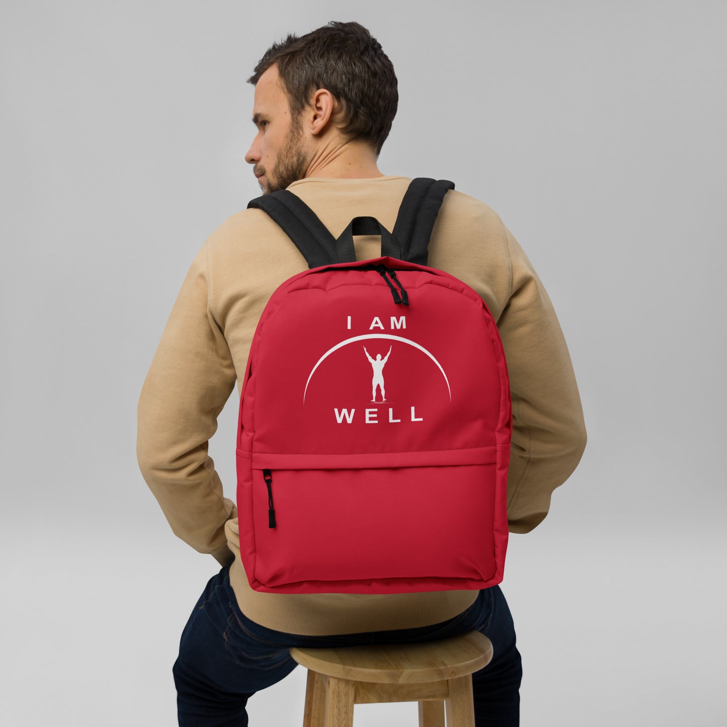 I AM WELL Men's Backpack - Red w/ White Logo