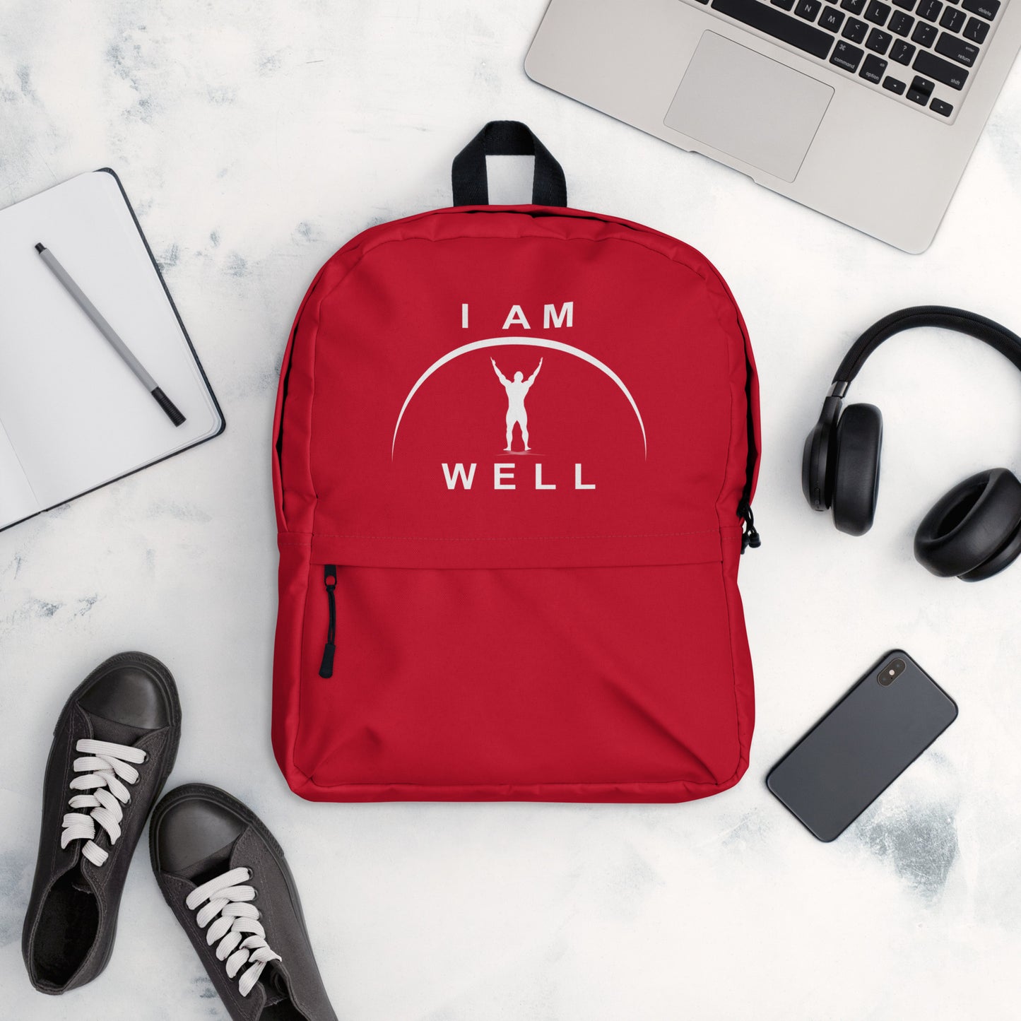 I AM WELL Men's Backpack - Red w/ White Logo