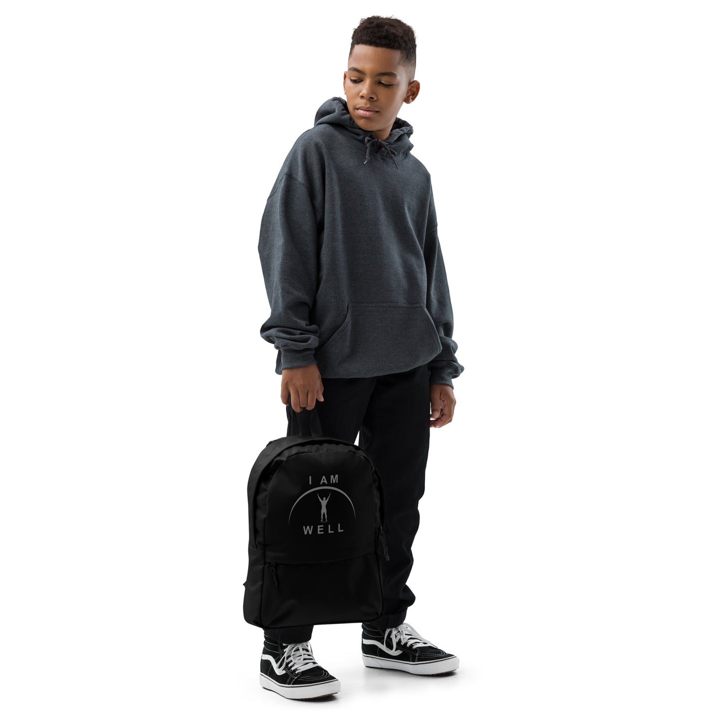 I AM WELL Men's Backpack - Black w/ Grey Logo