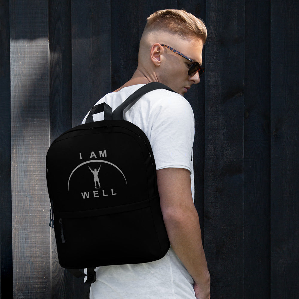 I AM WELL Men's Backpack - Black w/ Grey Logo