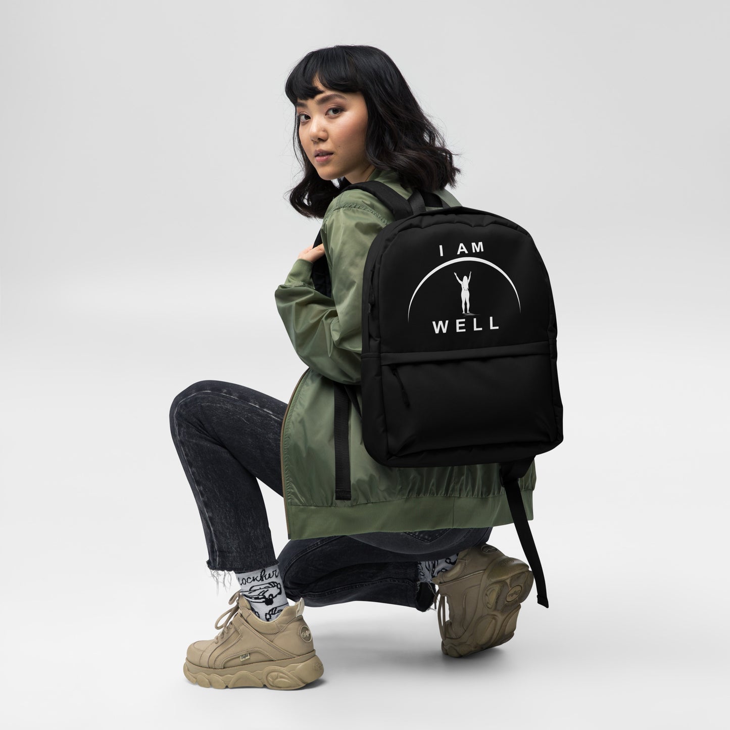 I AM WELL Women's Backpack - Black w/ White Logo