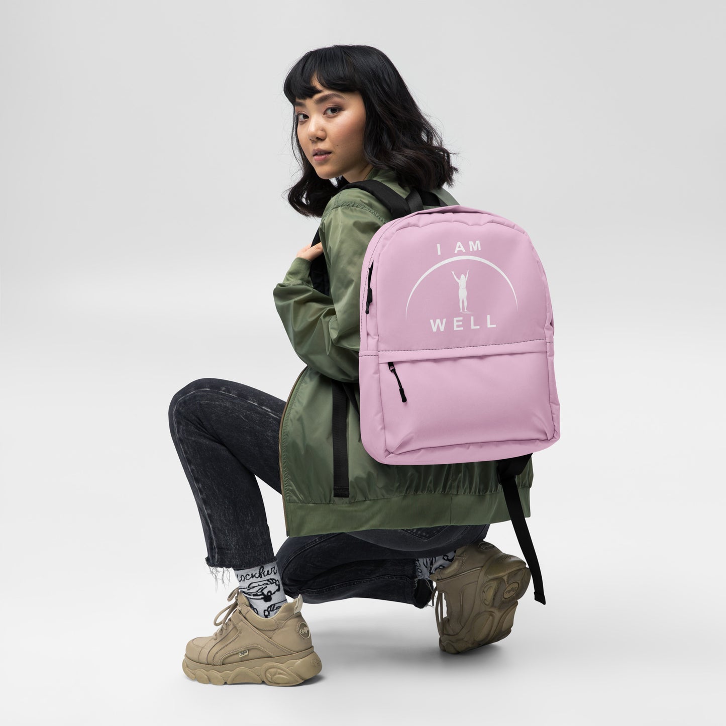 I AM WELL Women's Backpack - Pink w/ White Logo