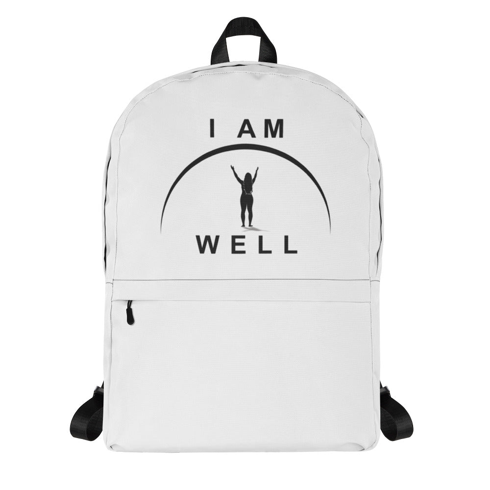 I AM WELL Women's Backpack - White w/ Black Logo