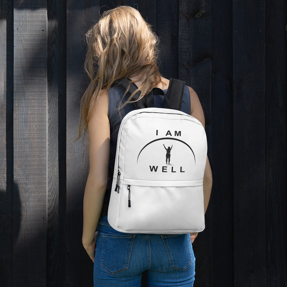 I AM WELL Women's Backpack - White w/ Black Logo