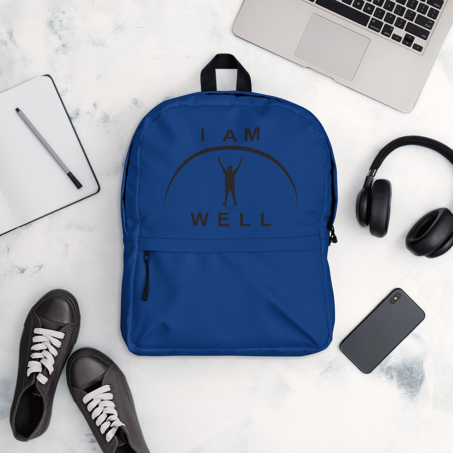 I AM WELL Backpack - Dark Blue w/ Black Logo - Young Man